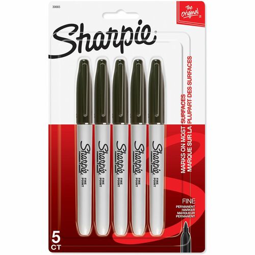 Newell Brands  Permanent Markers, Fine Point, 5/PK, Black