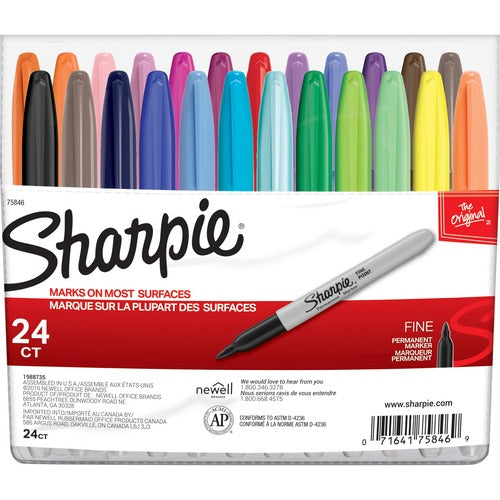 Newell Brands  Permanent Markers, Fine Point, 24 Color/ST, Assorted