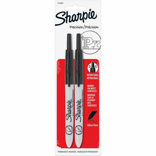 Newell Brands  Sharpie Markers, Retractable, Ultra Fine, 2/PK, Black
