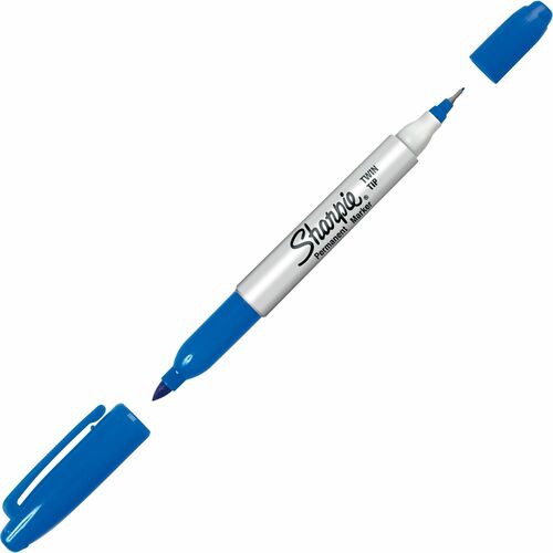 Newell Brands  Permanent Marker, Twin Tip, Fine/Ultra Fine Point, Blue Ink