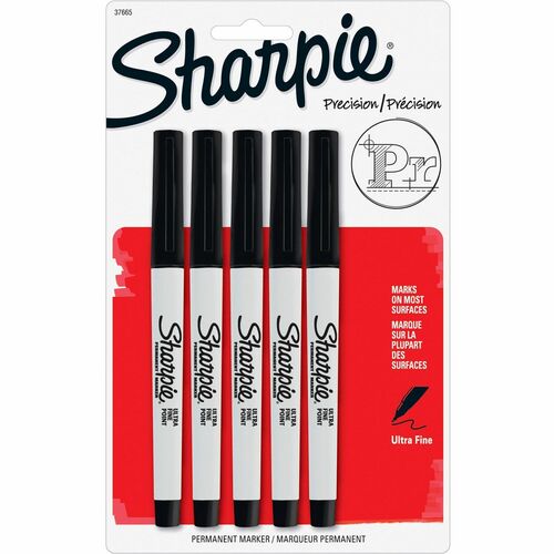 Newell Brands  Permanent Markers, Waterproof, Ultra Fine, 5/PK, Black