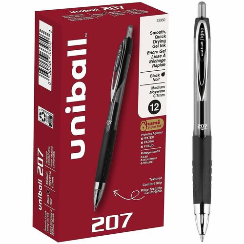 uni-ball Corporation  Gel Pens, Retractable, Refillable, 0.7mm, BK