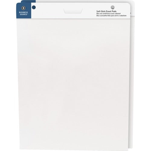 Business Source  Easel Pad, Self Stick, 25"x30", 30 Shts/Pad, 2/CT, White