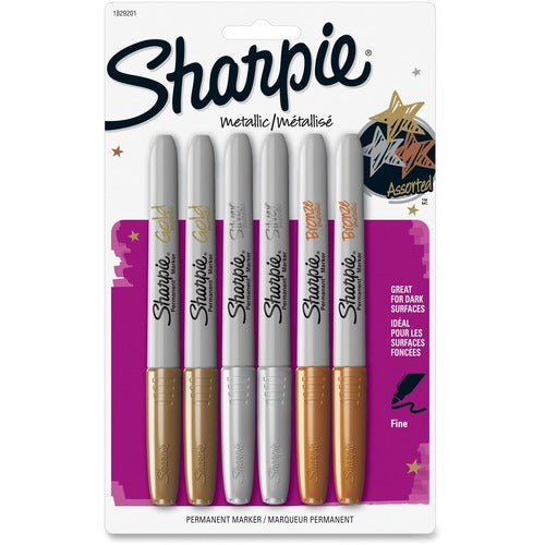Newell Brands  Sharpie Metallic Markers, Bullet, 6/PK, Ast