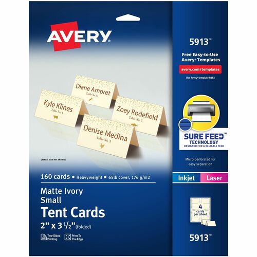 Avery  Tent Cards, 2"x3-1/2", 160/PK, Ivory