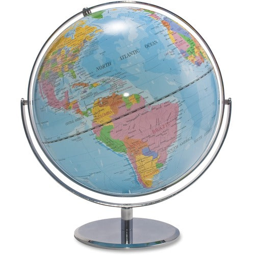 Advantus Corp.  World Globe, Blue Oceans, 12"x16"x13", Silver Base