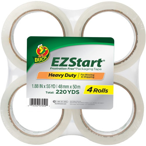 Duck Brand  Packaging Tape, 2.6mil, 1-7/8"x54.6yds., 4/PK, Clear-DUC280068