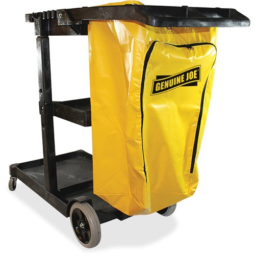 Genuine Joe  Janitors Cart, 20-1/2"Wx40"Lx38"H,Charcoal/Yellow-GJO02342