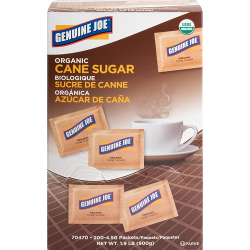 Genuine Joe  Turbinado Cane Sugar, Unrefined, 200/BX, Brown-GJO70470