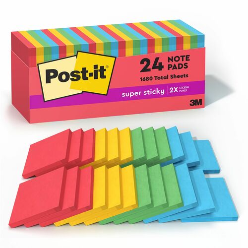 3M  Super Sticky Notes, 3"x3", 70 Sheets, 24/PK, Marrakesh