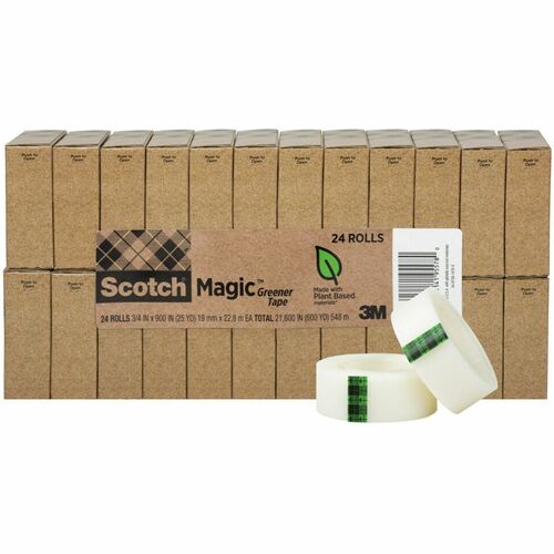 3M  Tape, Eco-Friendly, 1" Core 3/4"x900", 24rolls/PK, Clear