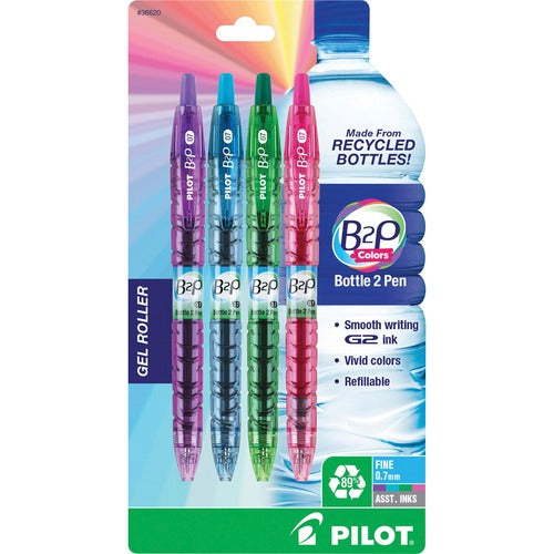 Pilot  Gel Pen, Retractable, Refillable, Fine Point, 4/PK, AST