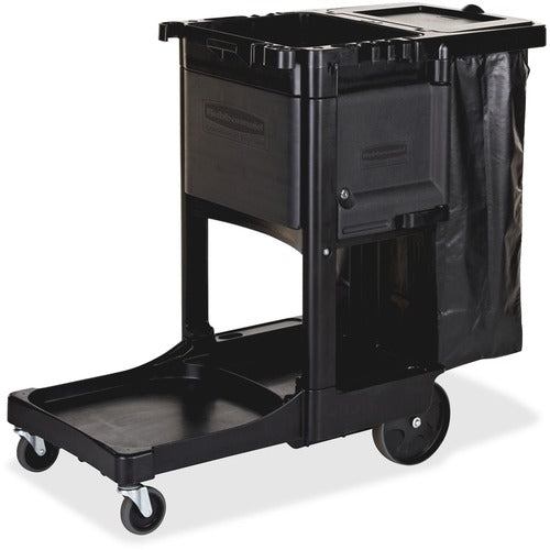 Rubbermaid Commercial Products  Executive Cleaning Cart, 21-3/4"x46"x38", Black