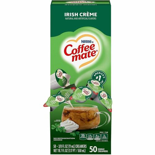 Nestle USA  Creamer, Liquid, Irish Creme, 0.38oz Singles, 50/BX, White