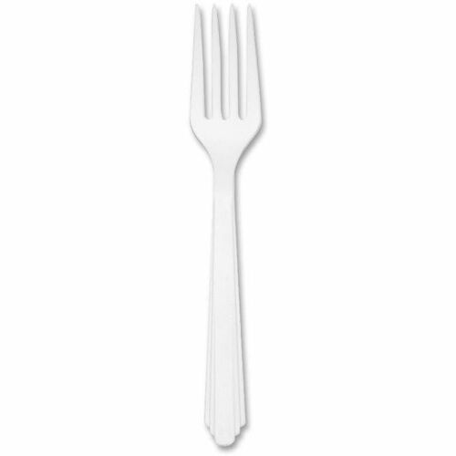 SKILCRAFT  Plastic Fork, Type III, Heat-Tolerant, 100/PK, White