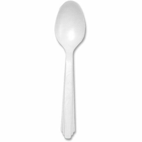 SKILCRAFT  Plastic Teaspoon, Type III, Heat-Tolerant, 100/PK, White