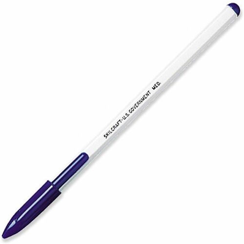 SKILCRAFT  Ballpoint Stick Pen,Nonrefillable,Medium Pt,1 Dozen,BE Ink