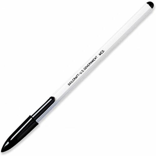SKILCRAFT  Ballpoint Stick Pen,Nonrefillable,Medium Pt,1 Dozen,BK Ink