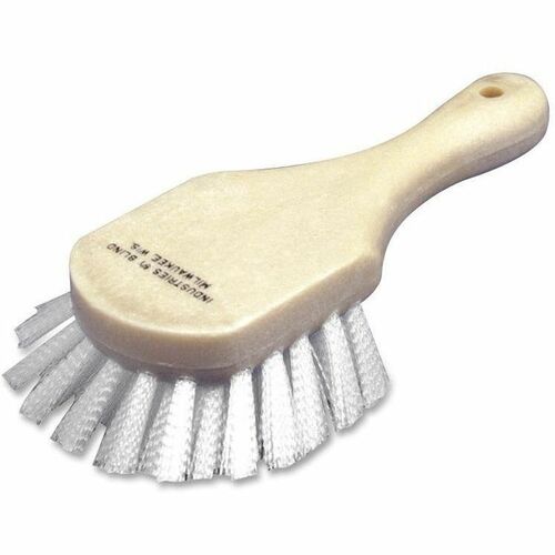 SKILCRAFT  Scrub Brush, 3" Plastic Block, 5" Handle, White Bristles