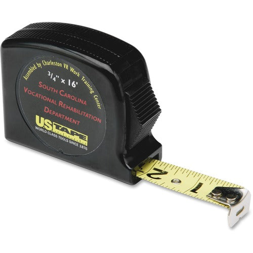 SKILCRAFT  Tape Measure, w/Blade Lock, 3/4"x16', Plastic Case, BK