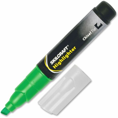 SKILCRAFT  Highlighter,Chisel Tip,Large,1 Dozen,Fluorescent GN