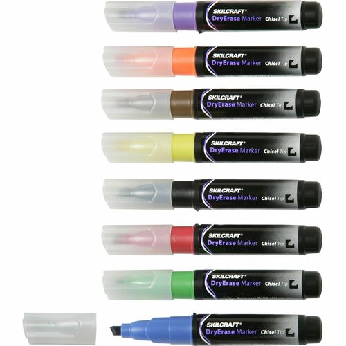 SKILCRAFT  Dry-eraser Markers, Chisel Tip, 8/ST, Assorted