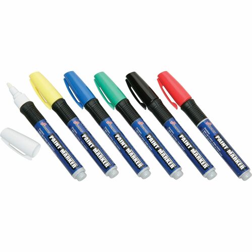 SKILCRAFT  Paint Markers, Oil Based, Medium Point, 6/ST, Assorted