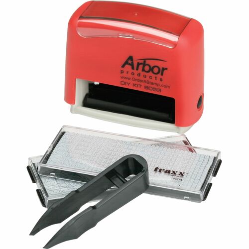 SKILCRAFT  Self-inking Stamp Kit, DIY, Tweezers,2 Sets Type, BK Ink Pad