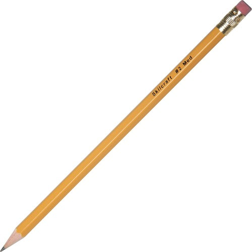 SKILCRAFT  Wood Pencils, No. 2, Eraser, YW Barrel