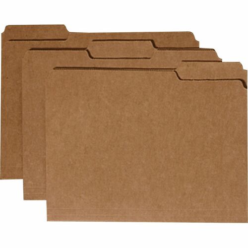 SKILCRAFT  File Folder,No fastener,1/3 Cut,Letter,100/BX,Brown Kraft