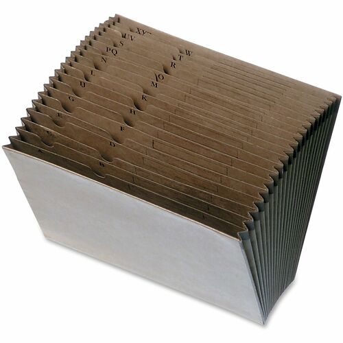 SKILCRAFT  Expanding File, A-Z, No Flap,21 Pockets,Letter,Brown