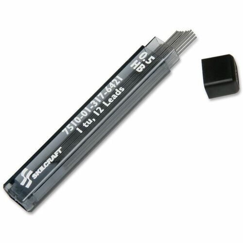 SKILCRAFT  Lead Refills, F/ Mechanical Pencils, .5mm, 12 Leads/TB, BK