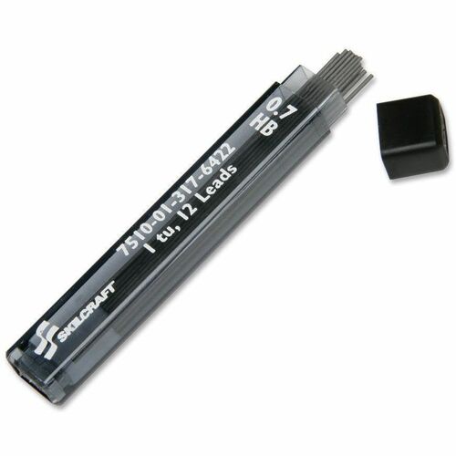 SKILCRAFT  Lead Refills, F/ Mechanical Pencils, .7mm, 12 Leads/TB, BK
