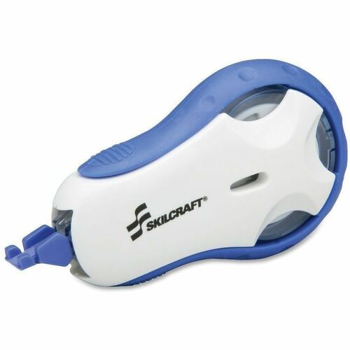 SKILCRAFT  Correction Tape,1 Line,Refillable Applicator,12 Meters,White/Blue/Clear