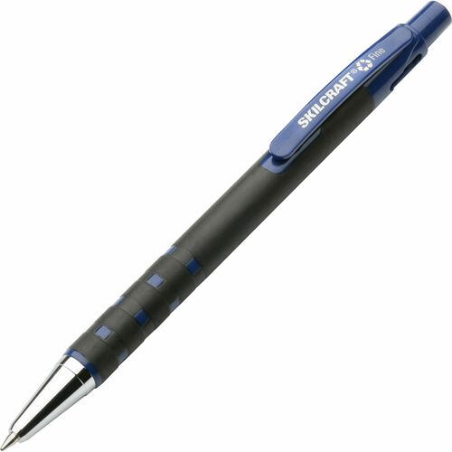 SKILCRAFT  Ballpoint Pens, Refillable, Grip, Fine, 1 Dozen, BE Ink
