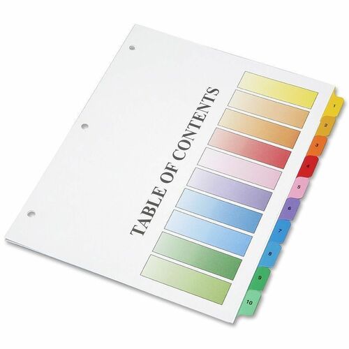 SKILCRAFT  Tab Binder Index Sheets, Letter, 1-10, 10 Tabs, MI
