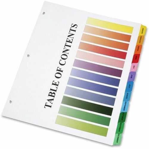 SKILCRAFT  Tab Binder Index Sheets, Letter, Jan-Dec, 12/Set, MI