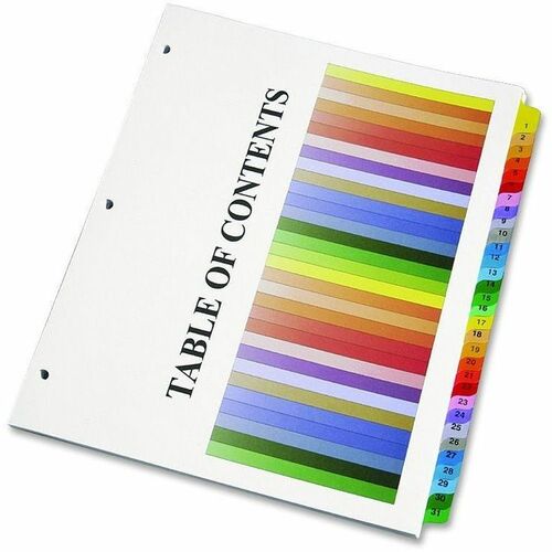 SKILCRAFT  Tab Binder Index Sheets, Letter, 1-31, 31/Set, MI