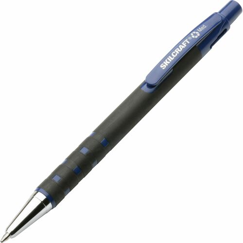 SKILCRAFT  Ballpoint Pens, Refillable, Grip, Medium, 1 Dozen, BE Ink