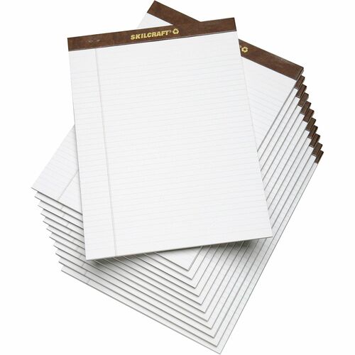 SKILCRAFT  Writing Pad, Letter, Ruled, 50 Sheet/Pad, 8-1/2"x11-3/4",WE