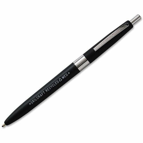 SKILCRAFT  Ballpoint Pens, Retractable, Fine Point, 1 Dozen, BK Ink