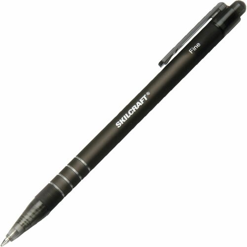 SKILCRAFT  Ballpoint Pen,Rubberized,Nonrefillable,Fine Pt,1 DZ,BK