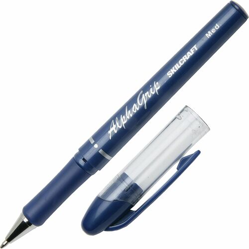 SKILCRAFT  Ballpoint Pen,Soft Grip,Refillable,Med,1 Dozen,BE Ink/Barrel
