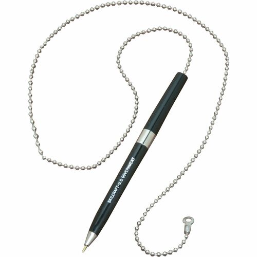 SKILCRAFT  Ballpoint Chain Pen, Medium Pt, 24" Chain, 1 Dozen, BK Ink