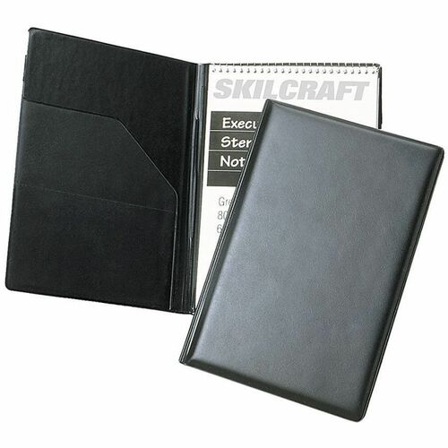 SKILCRAFT  Steno Pad Holder,f/ 6"x9" 80-pg. Notebook, Vinyl, Black