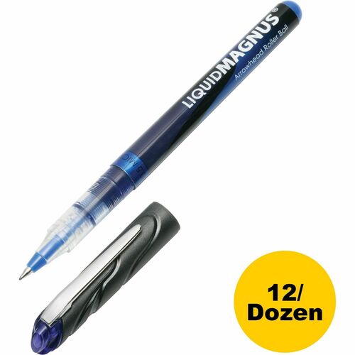 SKILCRAFT  Rollerball Pens, Metal Clip, 0.5mm, Micro Pt, 1 Dozen,BE Ink