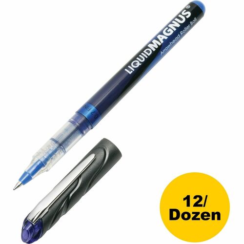 SKILCRAFT  Rollerball Pens, Metal Clip, 0.7mm, Fine Pt, 1 Dozen,BE Ink