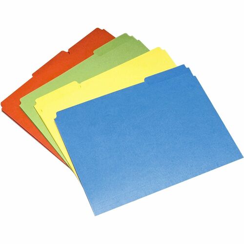 SKILCRAFT  File Folders, Single Ply, 1/3 Cut, Letter, 24/PK, AST