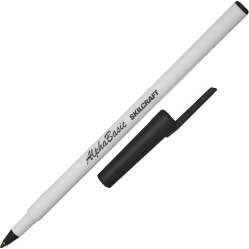 SKILCRAFT  Ballpoint Pen, Medium Pt, WE Barrel/BK Ink
