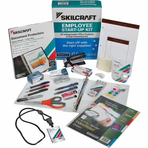 SKILCRAFT  Employee Desk Starter Kit, Office Supplies, 21 Items/Kit
